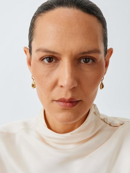 John Lewis LUCCA Drop Earrings, Gold/Brown - view 2, Gold/Brown