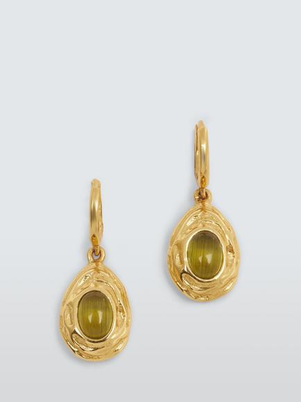 John Lewis LUCCA Drop Earrings, Gold/Green, Gold/Green