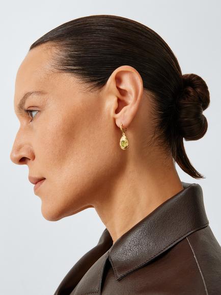 John Lewis LUCCA Drop Earrings, Gold/Green - view 2, Gold/Green
