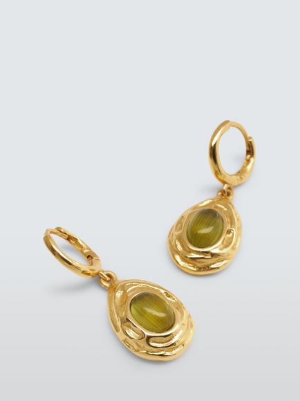 John Lewis LUCCA Drop Earrings, Gold/Green - view 2, Gold/Green