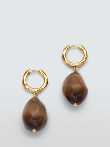 John Lewis LUCCA Gem Drop Earrings, Gold/Brown, Gold/Brown
