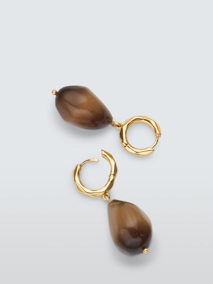 John Lewis LUCCA Gem Drop Earrings, Gold/Brown - view 2, Gold/Brown