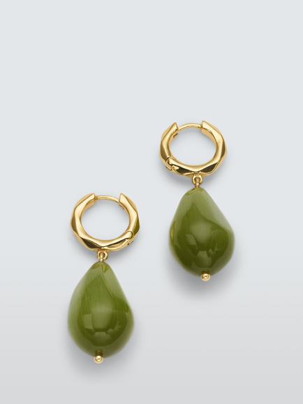 John Lewis LUCCA Gem Drop Earrings, Gold/Green, Gold/Green