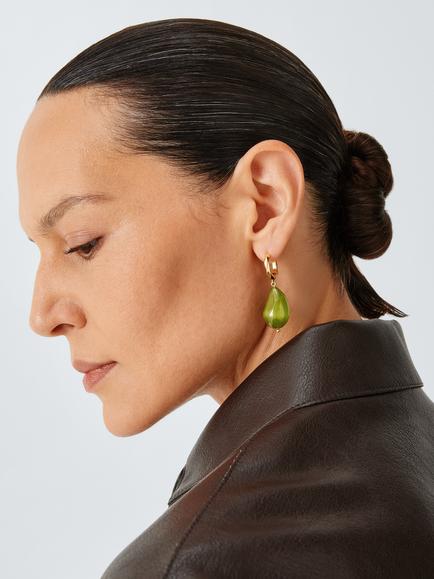 John Lewis LUCCA Gem Drop Earrings, Gold/Green - view 2, Gold/Green