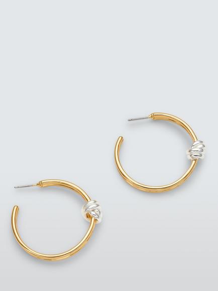John Lewis MILAN Knotted Hoop Earrings, Gold/Silver, Gold/Silver