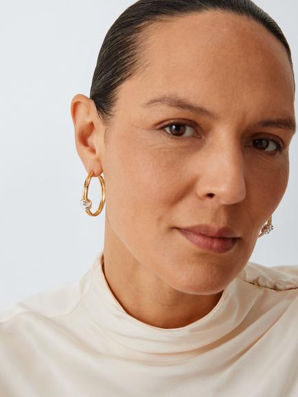 John Lewis MILAN Knotted Hoop Earrings, Gold/Silver - view 2, Gold/Silver