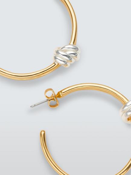 John Lewis MILAN Knotted Hoop Earrings, Gold/Silver - view 2, Gold/Silver