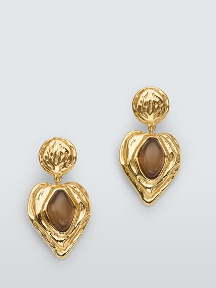 John Lewis MODENA Drop Earrings, Gold/Brown, Gold/Brown