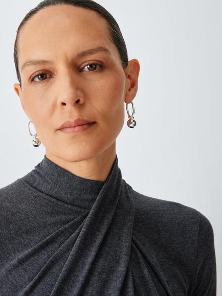 John Lewis ROMA Drop Earrings, Silver - view 2, Silver