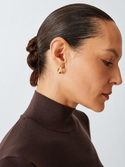 John Lewis SIENA Mini Hoop Earrings, Gold - view 2, Gold