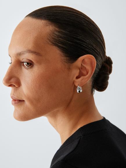John Lewis SIENA Mini Hoop Earrings, Silver - view 2, Silver