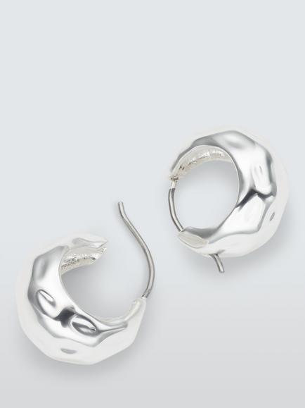 John Lewis SIENA Mini Hoop Earrings, Silver - view 2, Silver