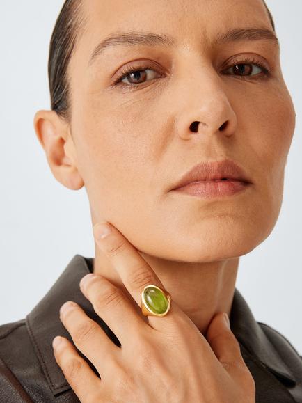 John Lewis LUCCA Ring, Gold/Green, N - view 2, Gold/Green