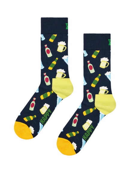Happy Socks Cotton Blend Beer & Pretzel Socks, Pack of 3, Navy - view 2, Navy