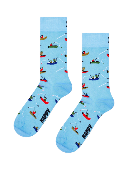 Happy Socks Cotton Blend Fishing Boat Socks, Light Blue, Light Blue