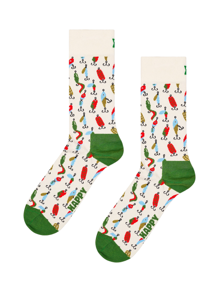 Happy Socks Cotton Blend Fishing Gear Socks, White, White