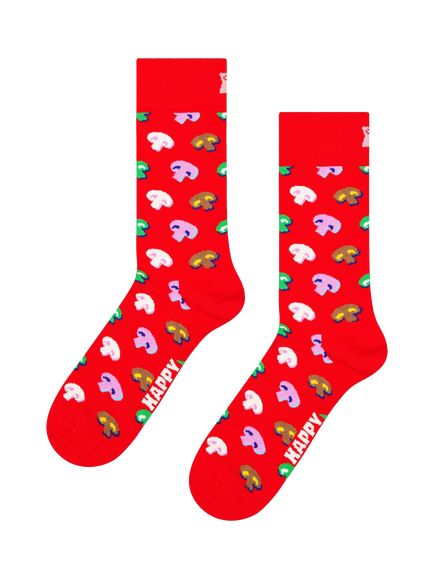 Happy Socks Cotton Blend Mushroom Slice Socks, Red, Red