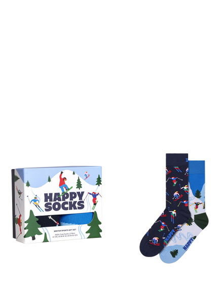 Happy Socks Cotton Blend Winter Sports Gift Set, Pack of 2, White, White