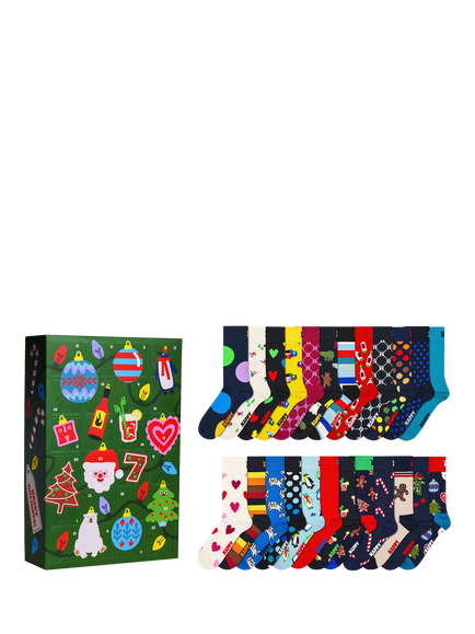 Happy Socks Advent Calendar Gift Set, Pack of 24, Navy, Navy
