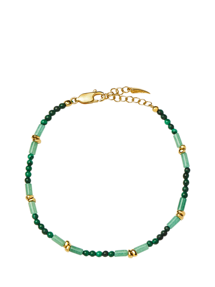 Missoma Beaded Malachite Bracelet, Gold/Green, Gold/Green