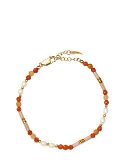 Missoma Beaded Gemstone Bracelet, Gold/Orange