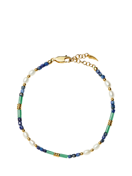 Missoma Beaded Gemstone Bracelet, Gold/Blue