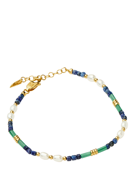 Missoma Beaded Gemstone Bracelet - view 2, Gold/Blue