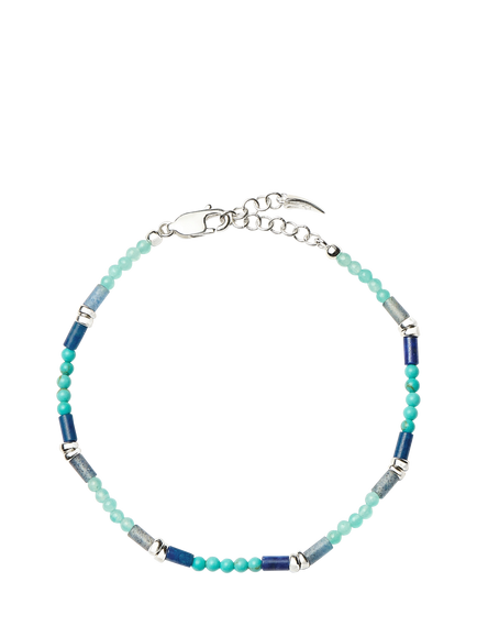 Missoma Beaded Gemstone Bracelet, Silver/Blue, Silver/Blue
