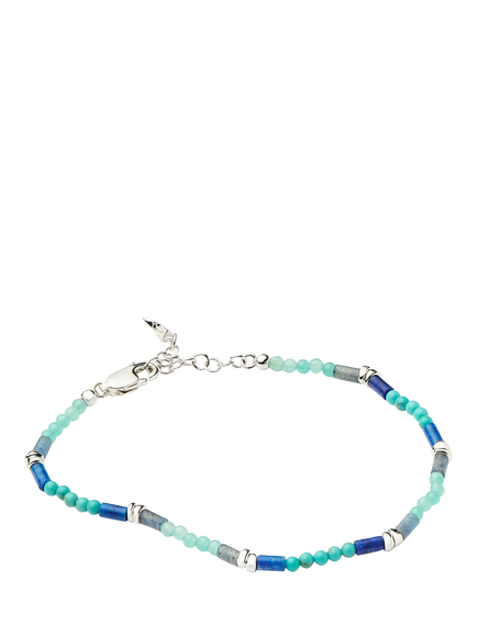 Missoma Beaded Gemstone Bracelet, Silver/Blue - view 2, Silver/Blue