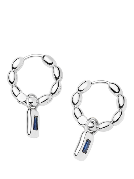 Missoma Molten Charm Hoop Earrings, Silver/Sapphire