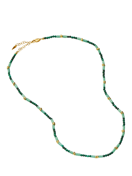 Missoma Beaded Choker Necklace, Gold/Green - view 2, Gold/Green