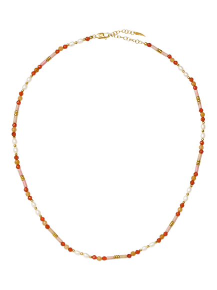 Missoma Beaded Gemstone Necklace, Gold/Orange, Gold/Orange
