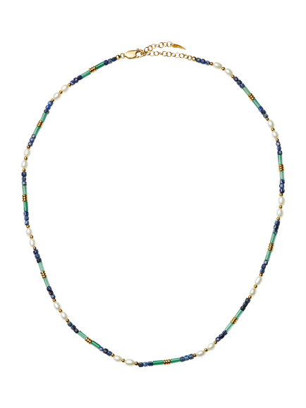 Missoma Beaded Gemstone Necklace, Gold/Multi, Gold/Multi