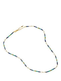 Missoma Beaded Gemstone Necklace, Gold/Multi - view 2, Gold/Multi
