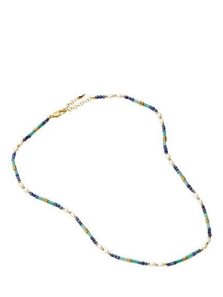 Missoma Beaded Gemstone Necklace, Gold/Multi - view 2, Gold/Multi