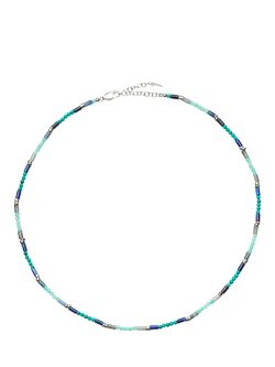 Missoma Beaded Gemstone Choker Necklace, Silver/Blue, Silver/Blue