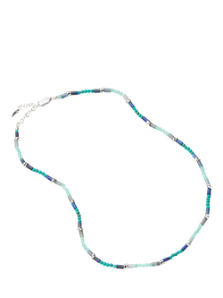 Missoma Beaded Gemstone Choker Necklace, Silver/Blue - view 2, Silver/Blue