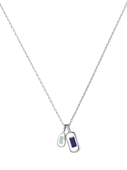 Missoma Gemstone Pendant Charm Necklace, Silver/Blue Onyx