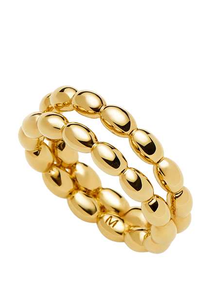 Missoma Molten Olive Double Band Stacking Ring, Gold, Gold