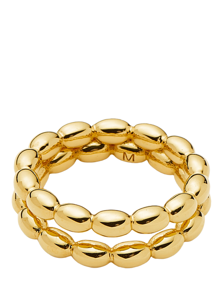 Missoma Molten Olive Double Band Stacking Ring, Gold - view 2, Gold