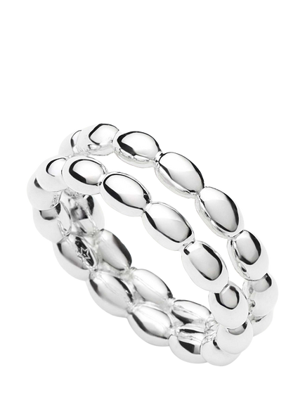 Missoma Molten Olive Double Band Stacking Ring, Silver, Silver