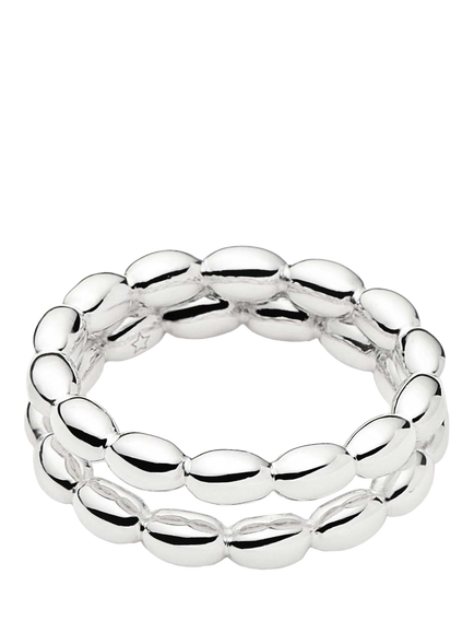 Missoma Molten Olive Double Band Stacking Ring, Silver - view 2, Silver