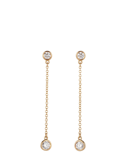 Pre-loved 18ct Yellow Gold Elsa Peretti Diamond by the Yard Drop Earrings, Yellow Gold