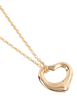 Pre-loved Tiffany & Co. 18ct Yellow Gold 11mm Elsa Peretti Open Heart Necklace - view 2, Yellow Gold