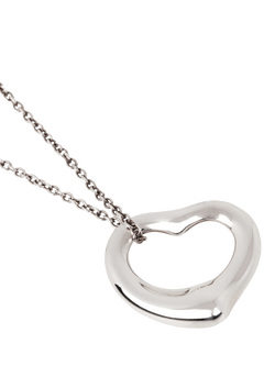 Pre-loved Tiffany & Co. Sterling Silver Elsa Peretti Open Heart Pendant Necklace - view 2, Silver