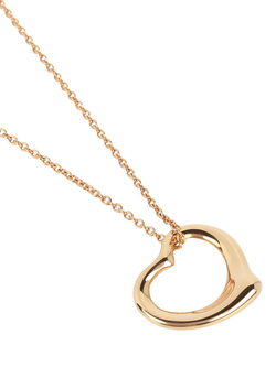 Pre-loved Tiffany & Co. Elsa Peretti 18ct Yellow Gold Open Heart Pendant Necklace - view 2, Yellow Gold
