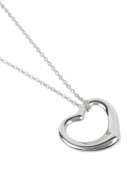 Pre-loved Tiffany & Co. Sterling Silver Elsa Peretti Open Heart Pendant Necklace - view 2, Silver