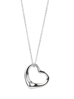 Pre-loved Tiffany & Co. Sterling Silver Elsa Peretti Open Heart Pendant Necklace, Silver