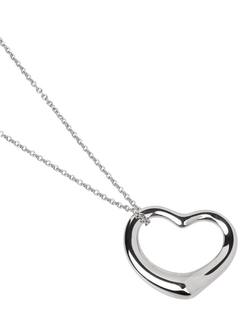 Pre-loved Tiffany & Co. Sterling Silver Elsa Peretti Open Heart Pendant Necklace - view 2, Silver