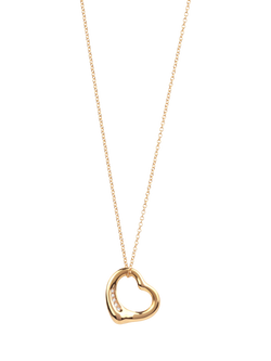 Pre-loved Tiffany & Co. Elsa Peretti 5 Diamond 18ct Yellow Gold Open Heart Pendant Necklace, Yellow Gold
